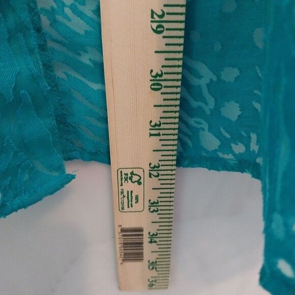 White Stag Women’s Top Plus Sz 30W/32W Teal Sheer Button Up Animal Print Slits - Picture 4 of 7